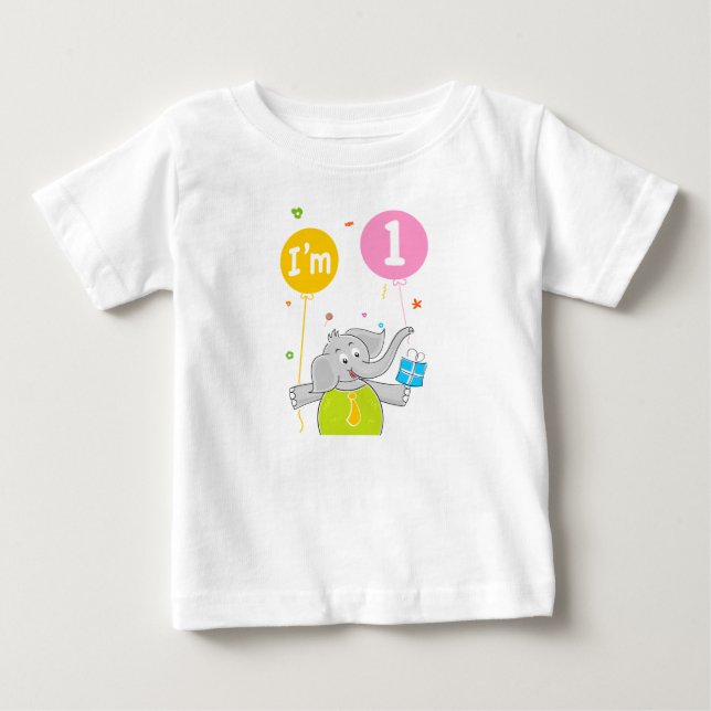 Första födelsedagen: 1 år t-shirt (Framsida)