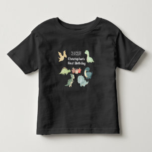 Första födelsedagen Akvarell Söt dinosaurie Svart T Shirt