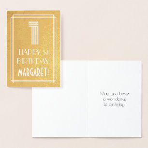 Första födelsedagen - Art Deco Inspired Titta "1" Folierat Kort