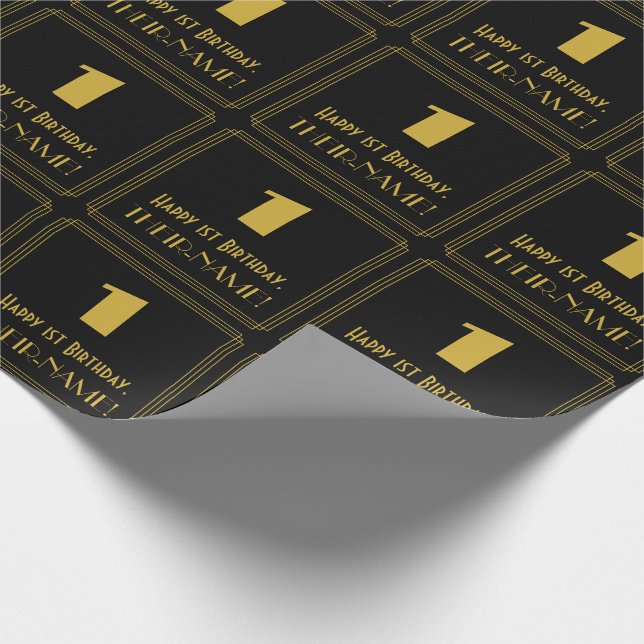 Första födelsedagen - Art Deco Inspired Titta "1"  Presentpapper (Hörn)