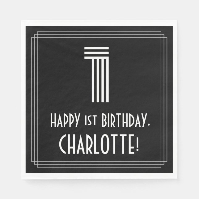 Första födelsedagen: Art Deco-inspirerat utseende  Pappersservett (Framsidan)