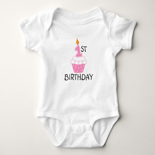 Första födelsedagen Baby Bodykostym Tee Shirt (Framsida)