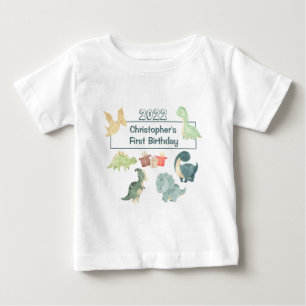 Första födelsedagen Baby Söt dinosaurie akvarell T Shirt