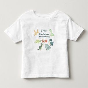Första födelsedagen Baby Söt dinosaurie Akvarell V T Shirt