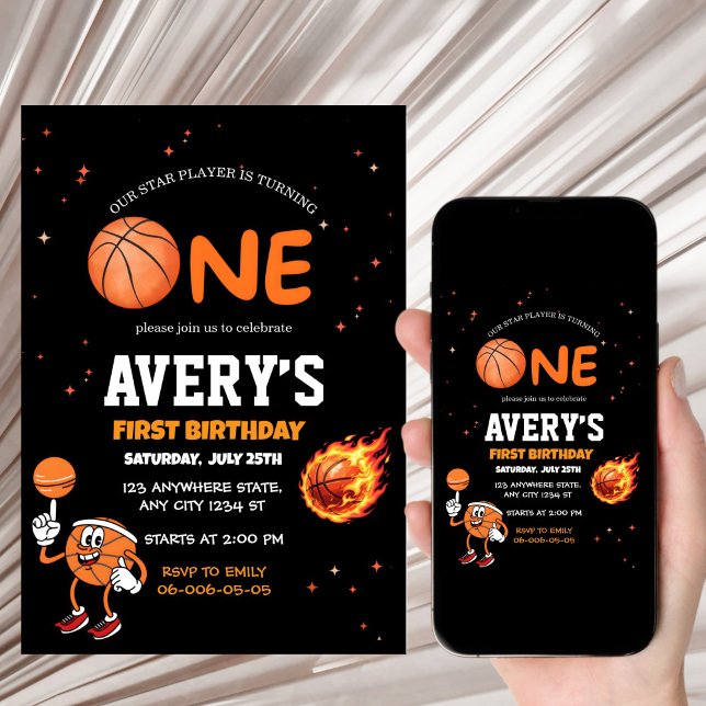Första födelsedagen Basket inbjudan (Skapare uppladdad)