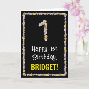 Första födelsedagen: Blommigt Flowers Number, eget Kort