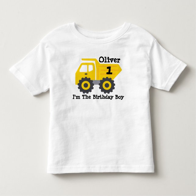 Första födelsedagen Boy Gult Lastbil T Shirt (Framsida)