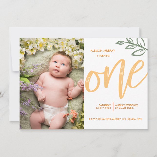 Första födelsedagen Cute Doodle Paint Löv Inbjudningar (Framsida)