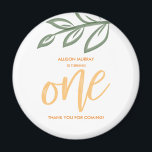 Första födelsedagen Cute Doodle Paint Löv Magnet<br><div class="desc">Få den här söta första födelsedagskalendern accentuerad med löv för dodle-målarfärg. Anpassa den med din sons eller dotters namn.</div>