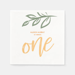 Första födelsedagen Cute Doodle Paint Löv Pappersservett