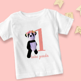 Första födelsedagen Cute Panda Girl Baby T-Shirt
