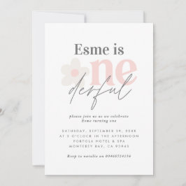 Första födelsedagen daisy boho retro rosa flickakt inbjudningar