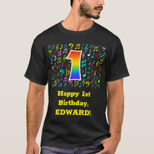 Första födelsedagen: Färgstarka musiksymboler, reg T Shirt