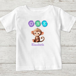 Första födelsedagen för apa med namn lila t shirt