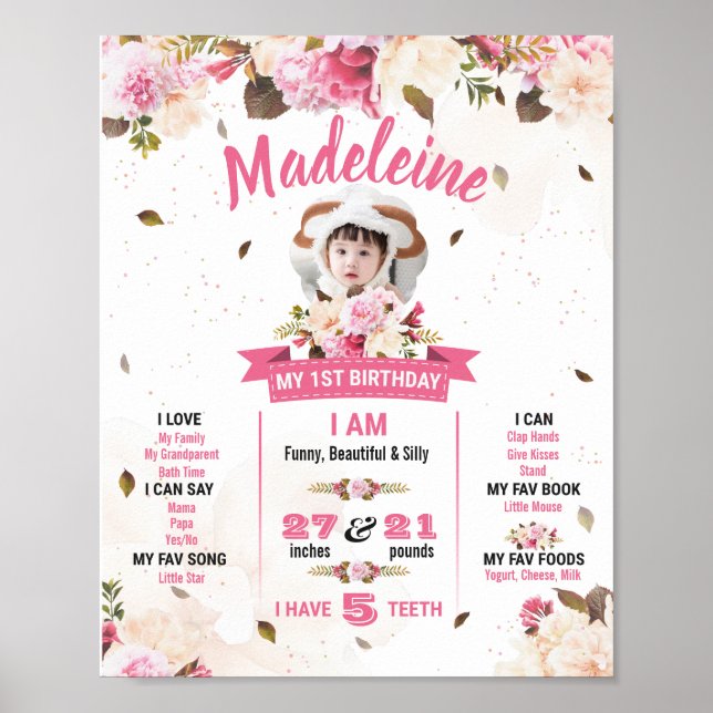Första födelsedagen för lilla flickan poster (Framsidan)