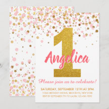 Första födelsedagen för Rosa Guld Glitter Confetti