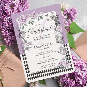 Första födelsedagen i Onederland Chic Blommigt Fai Inbjudningar