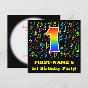 Första födelsedagen i Party: Roligt Music Symboler Inbjudningar