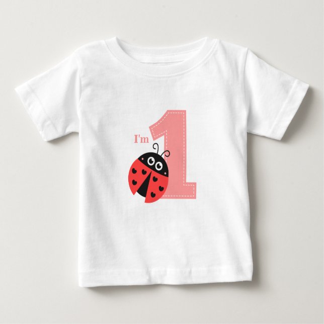 Första födelsedagen, jag är en, Cute ladybug Tee (Framsida)
