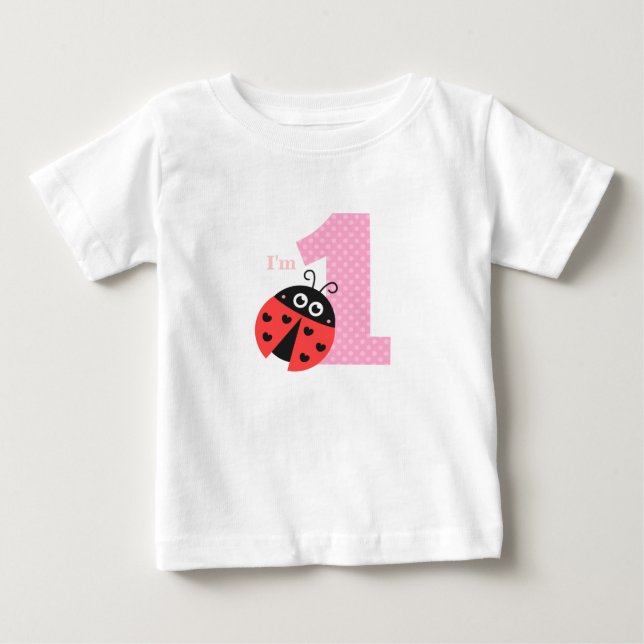 Första födelsedagen, jag är ett, Söt nyckelpiga Tee (Framsida)