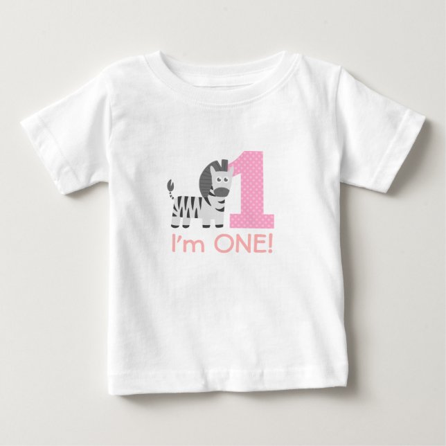 Första födelsedagen, jag är ett, söt zebra t-shirt (Framsida)