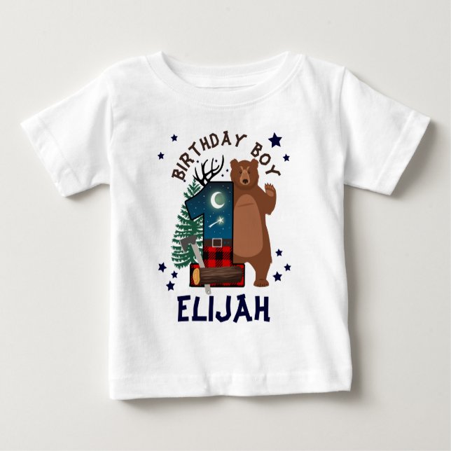 Första födelsedagen Lumberjack | Skogsmark T Shirt (Framsida)