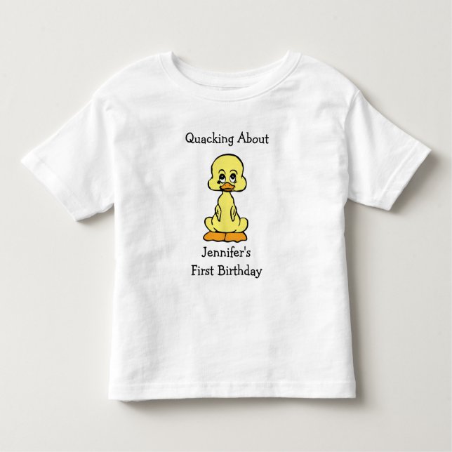 Första födelsedagen Lycklig Little Gult Duckling T-shirt (Framsida)