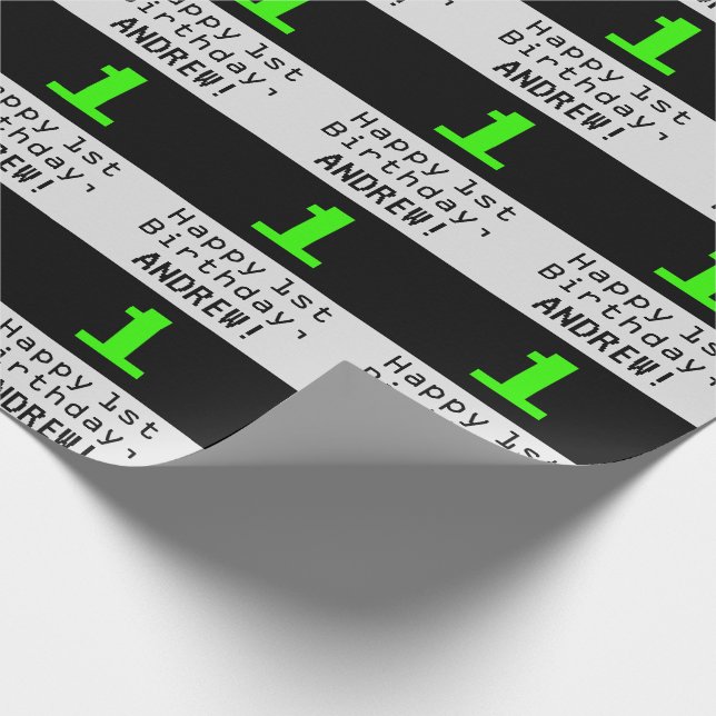 Första födelsedagen - Nerdy/Geeky Stil ’1’ och Nam Presentpapper (Hörn)