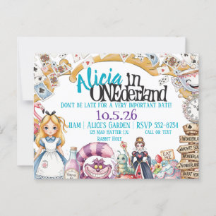 Första födelsedagen ONEderland Sagoland tema inbju Vykort