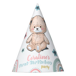 Första födelsedagen Party Hat med söt nalle.