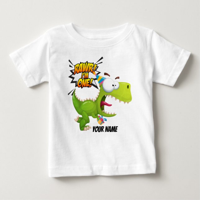 Första födelsedagen Rawr Dinosauer T Shirt (Framsida)
