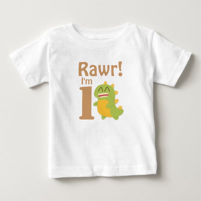 Första födelsedagen, Rawr! Jag är 1, Cute Dino Tee Shirt (Framsida)