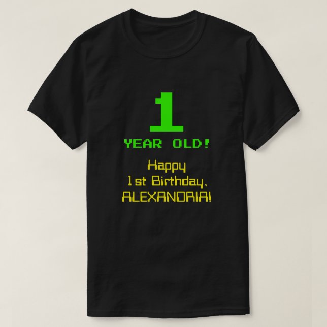 Första födelsedagen: Roligt, 8-bitars utseende, Ne T Shirt (Design framsida)