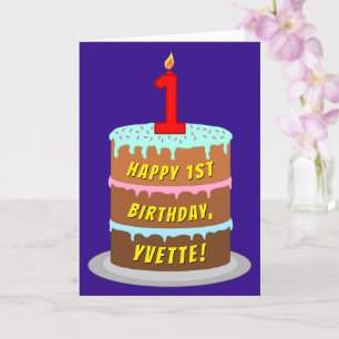 Första födelsedagen: Roligt Cake and Candle + Cust Kort