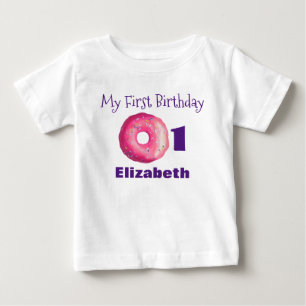 Första födelsedagen Rosa Donut med Sprinkles T-shirt