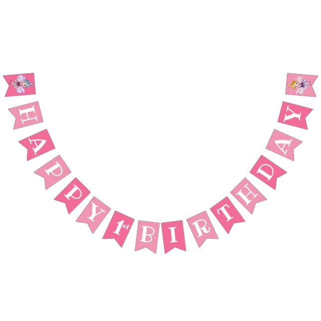Första födelsedagen Rosa Lycka till med födelsedag Vimplar (Alla)