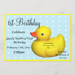 Första födelsedagen Rubber Ducky Inbjudningar