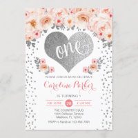 Första födelsedagen - Silver Heart White Rosa Blom