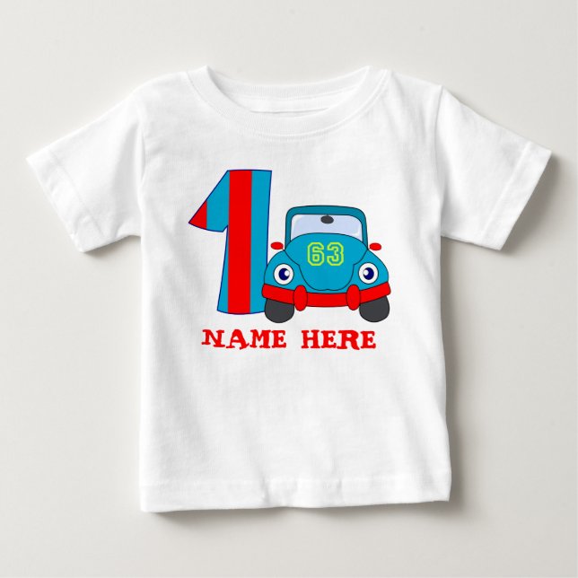 Första födelsedagen, söt bil tröja (Framsida)