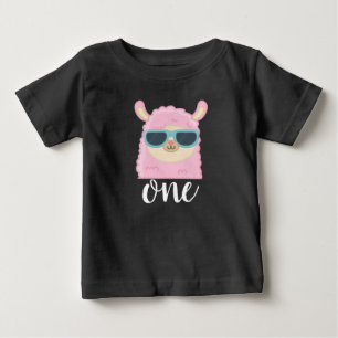 Första födelsedagen Söt lama ansikte 1:a födelseda T Shirt