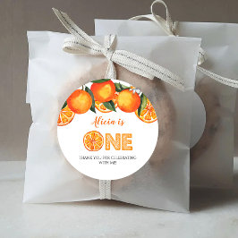 Första födelsedagen Söt orange klassisk rund dekal Runt Klistermärke