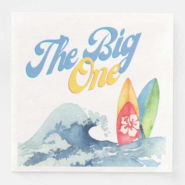 Första födelsedagen Surfa Party Napkins Pappersservett (Framsida)