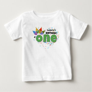 Första födelsedagen T-Shirt med Party Hats och Kon