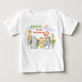 Första födelsedagen T-Shirt med söta djur.