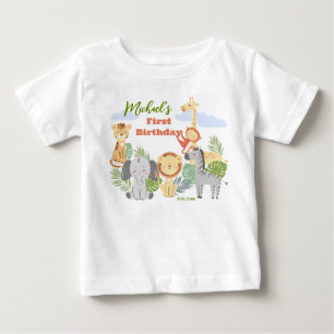 Första födelsedagen T-Shirt med söta djur.