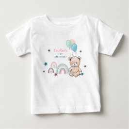 Första födelsedagen T-Shirts med söt nalle.