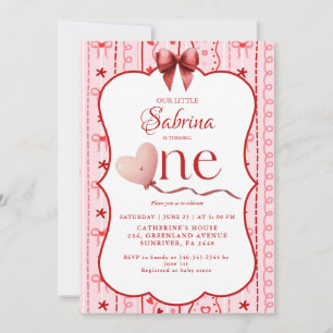 Första födelsedagen valentine bebis födelsedagsfes inbjudningar