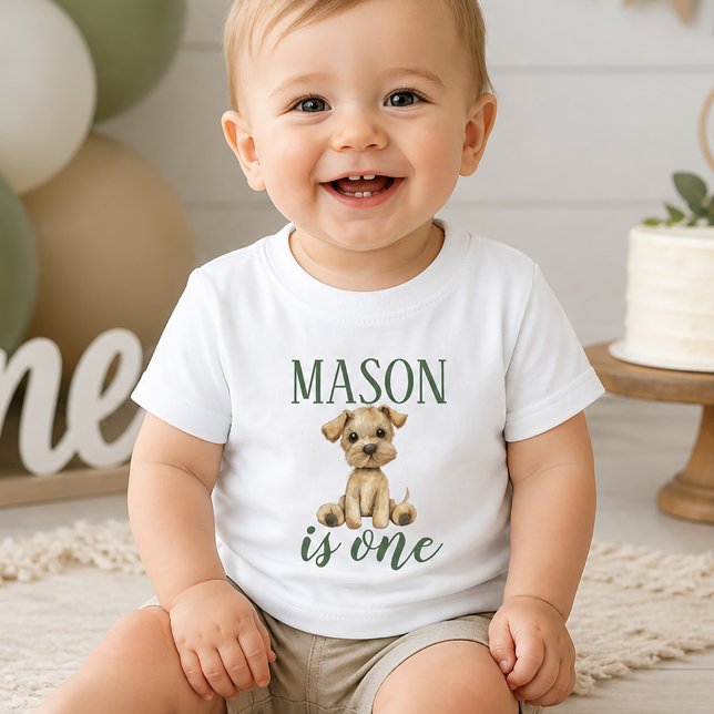 Första födelsedagen Valp Hund T Shirt (First Birthday Puppy Dog Baby T-Shirt)