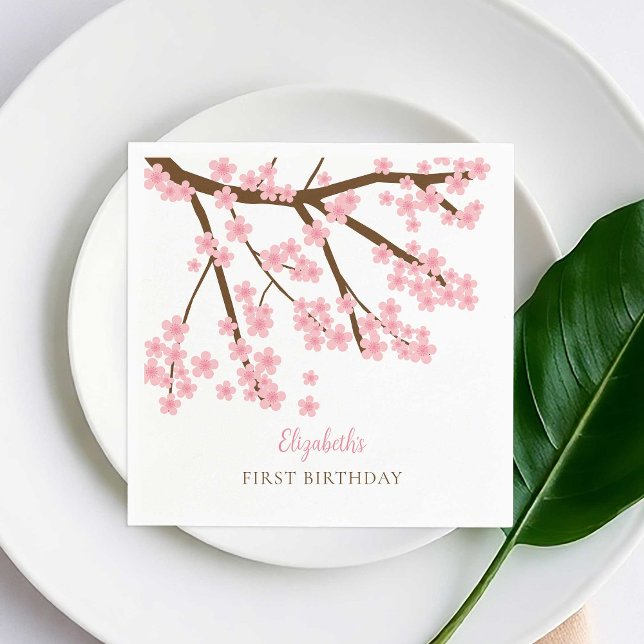 Första födelsedagen Vår Cherry Blommars Blommigt C Pappersservett (Skapare uppladdad)