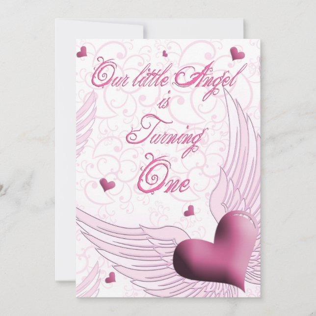 Första födelsedagen - Vår lilla ängel Inbjudningar (Framsida)